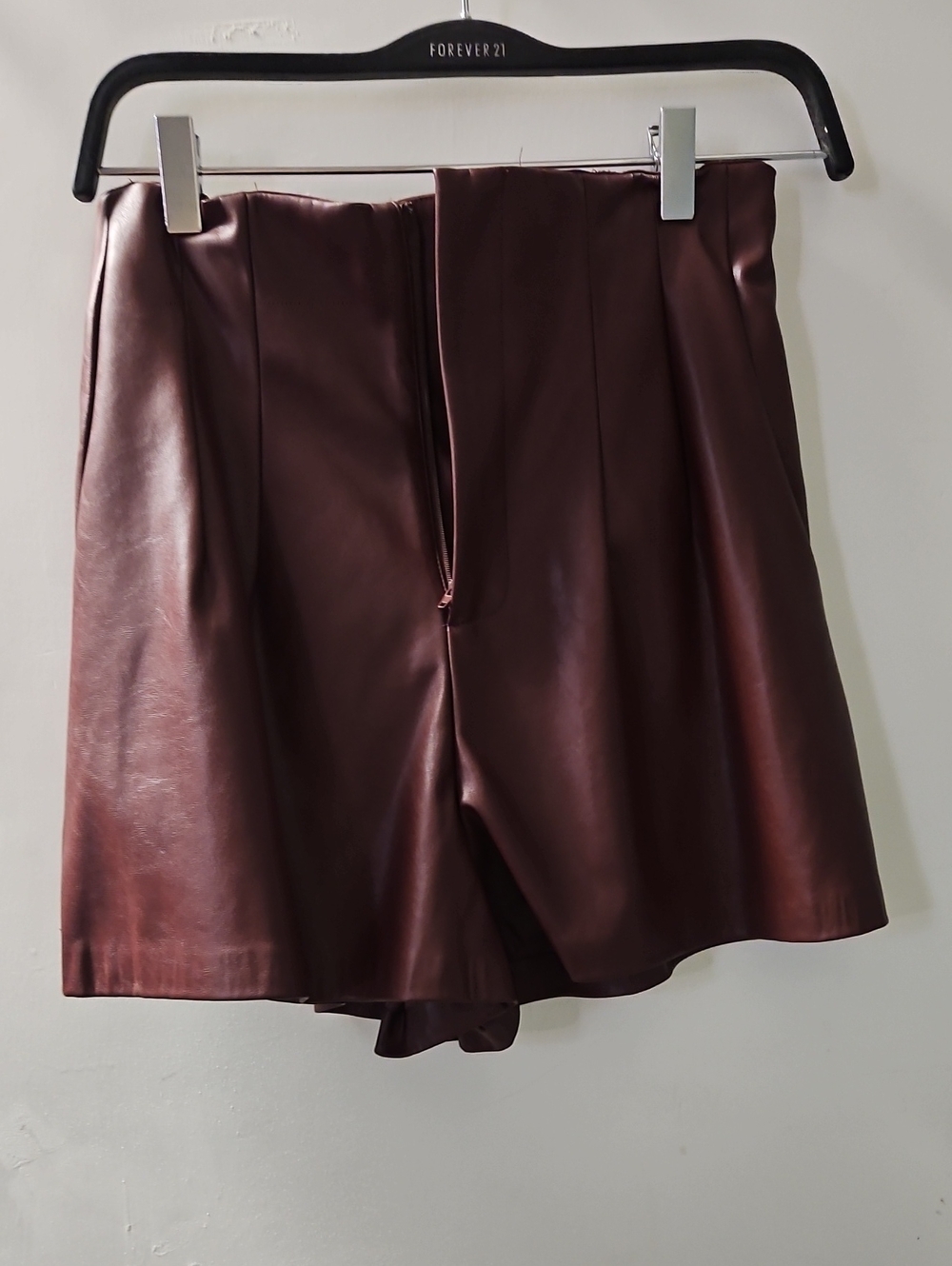 Mustard Seed Faux Leather Bermuda Shorts - Burgundy